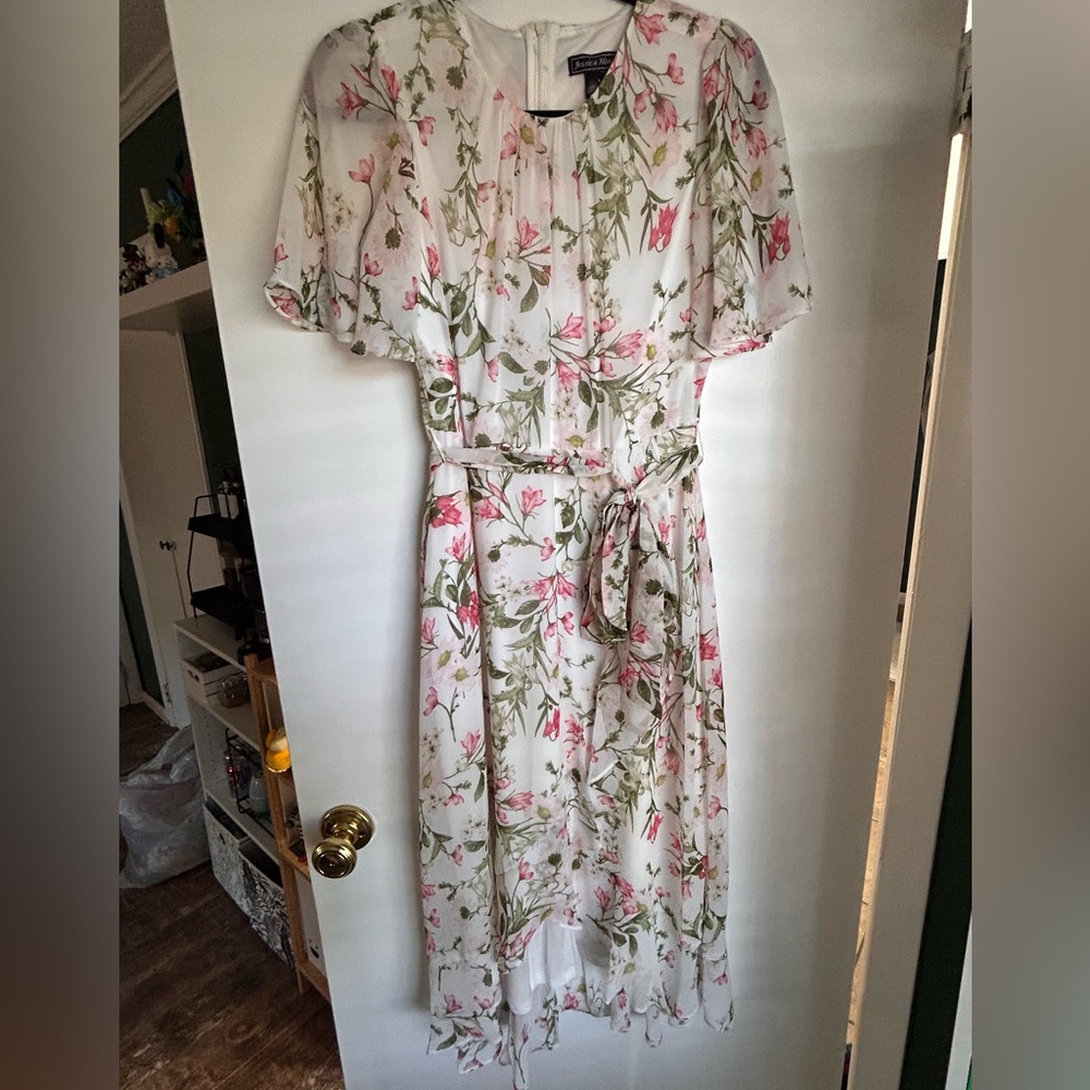Jessica Howard Pink and Green Floral High Low Dress